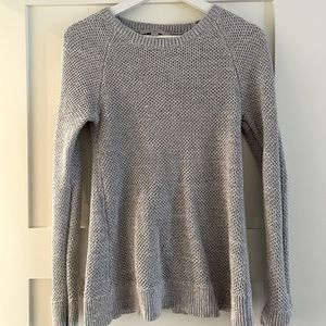 LOFT | Grey Knit Crossover Split Open Back Sweater XXS
